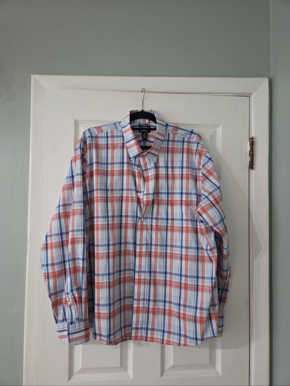 Lands' End Men's Plaid Button-Down Shirt - Blue & Red